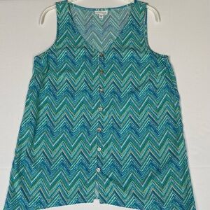 J. Jill Chevron Tank Top - Blue and Green